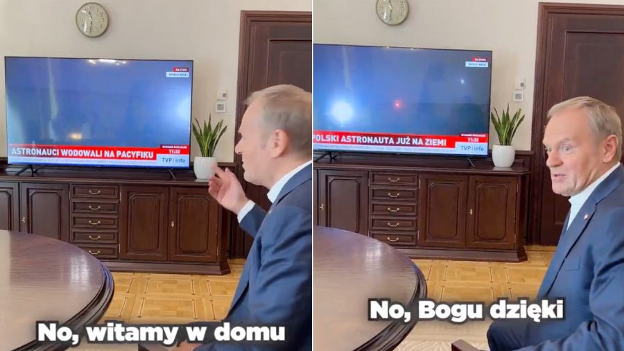 Premier Donald Tusk i astronauta Sławosz Uznański-Wiśniewski (fot. X/@donaldtusk)