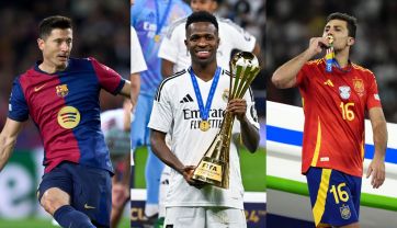 Robert Lewandowski, Vinicius Junior i Rodri (fot. Getty Images)