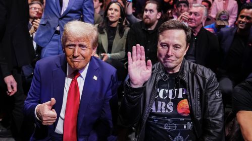 Доналд Трамп і Ілан Маск 16 лістапада 2024 года ў Нью-Ёрку. Фота Джэфа Ботары/Zuffa LLC