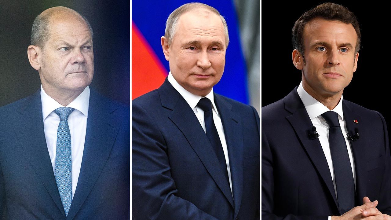 Olaf Scholz, Władimir Putin, Emmanuel Macron (fot. Getty Images) Olaf Scholz, Władimir Putin, Emmanuel Macron (fot. Getty Images)