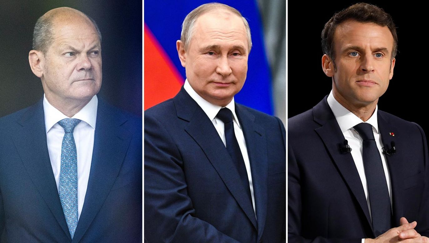 Olaf Scholz, Władimir Putin, Emmanuel Macron (fot. Getty Images)