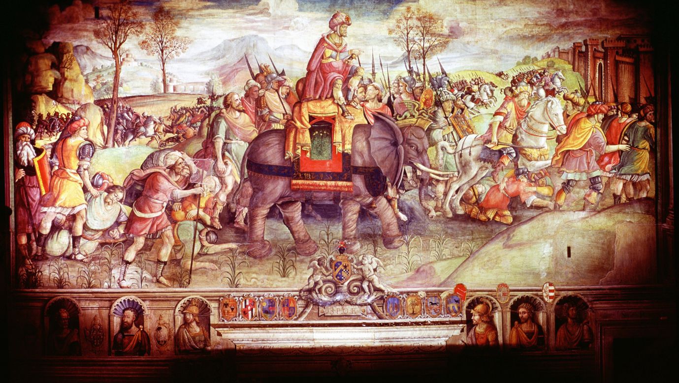Hannibal i jego armia przekraczają  Alpy atakując Rzym w 218 roku przed Chrystusem. Obraz z kolekcji Palazzo dei Conservatori. Fot. Universal History Archive / Universal Images Group / Forum
