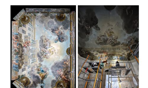 Conservation work in the royal apartments at the King John III Palace Museum in Wilanów. Photo: Archive of WKiRDS of the Academy of Fine Arts in Warsaw.