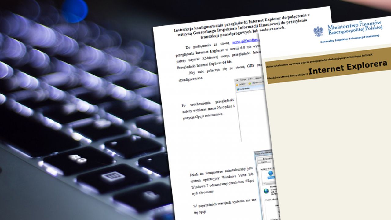 Strona Internetowa Generalnego Inspektora Informacji Finansowej działa tylko przy użyciu Internet Explorer(fot. Pixabay.com) Strona Internetowa Generalnego Inspektora Informacji Finansowej działa tylko przy użyciu Internet Explorer(fot. Pixabay.com)