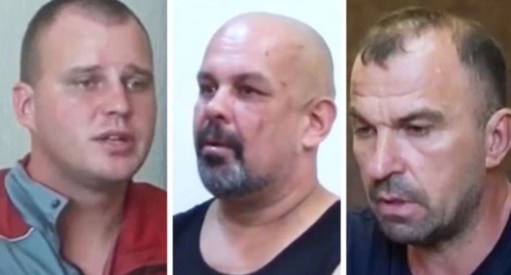 Асуджаныя па справе аб падрыве чыгуначнага саставу на Талачыншчыне. Фота: скрыншот з відэа прапагандыстаў.