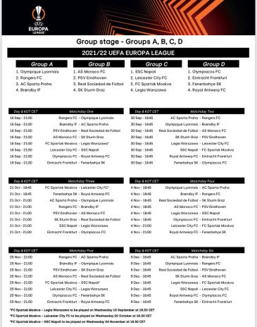 Liga europy terminarz