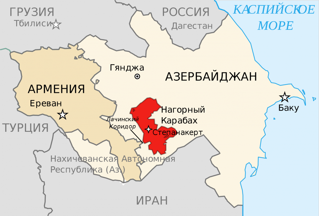 Лачынскі калідор злучае Арменію і Нагорны Карабах. (Крыніца: wikipedia.org)
