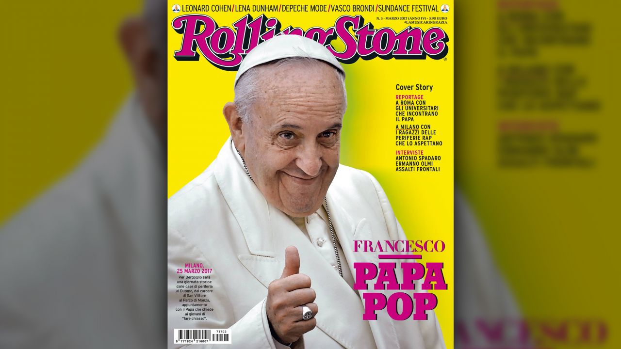Papież uśmiecha się z okładki rockowego magazynu (fot. fb/Rolling Stone Italia)