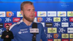 Tymoteusz Puchacz w rozmowie przed meczem z Legią (fot. TVP)