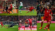 Robert Lewandowski podczas pamiętnego meczu z Wolfsburgiem (fot. Getty)