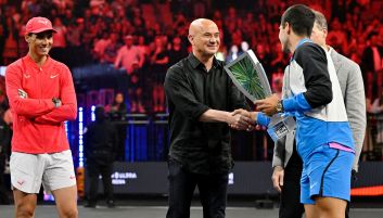 Andre Agassi z Rafaelem Nadalem i Carlosem Alcarazem (Fot. Getty)