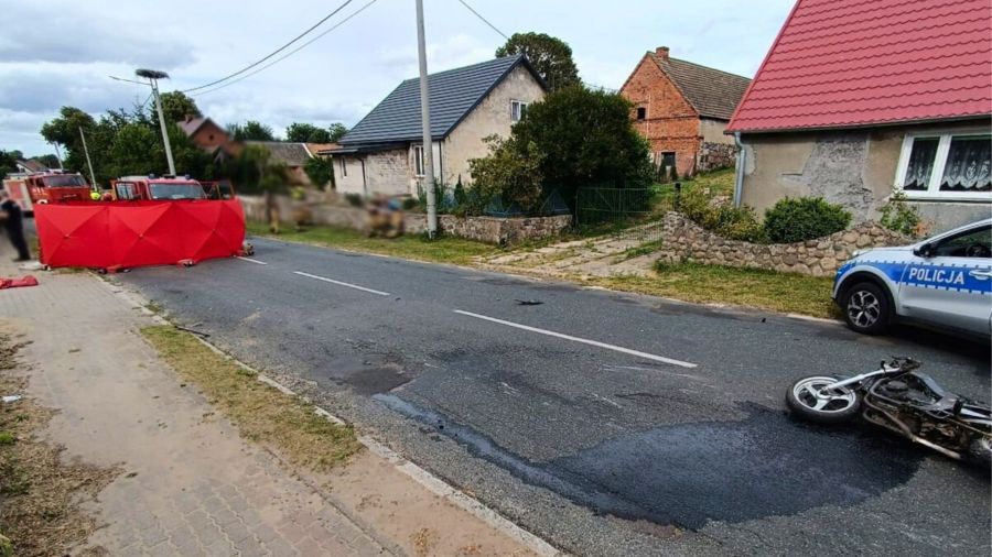 Tragiczny wypadek w Lubieszu. Zginął 18-latek (fot. Komenda Powiatowa PSP w Wałczu)