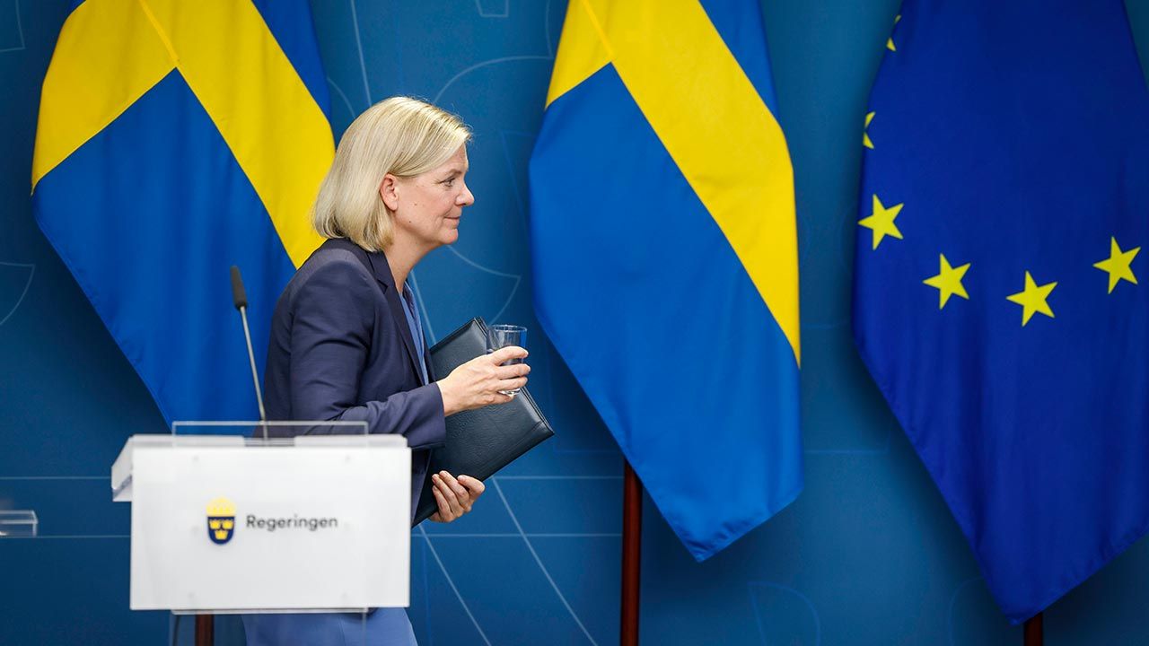 Premier Szwecji Magdalena Andersson (fot.  PAP/EPA/JESSICA GOW)
