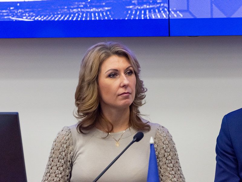 Вольга Чамаданава на сустрэчы з актывам Беларускага саюзу жанчын у БДУ. Менск, Беларусь. 7 снежня 2022 года. Фота: Bsu.by
