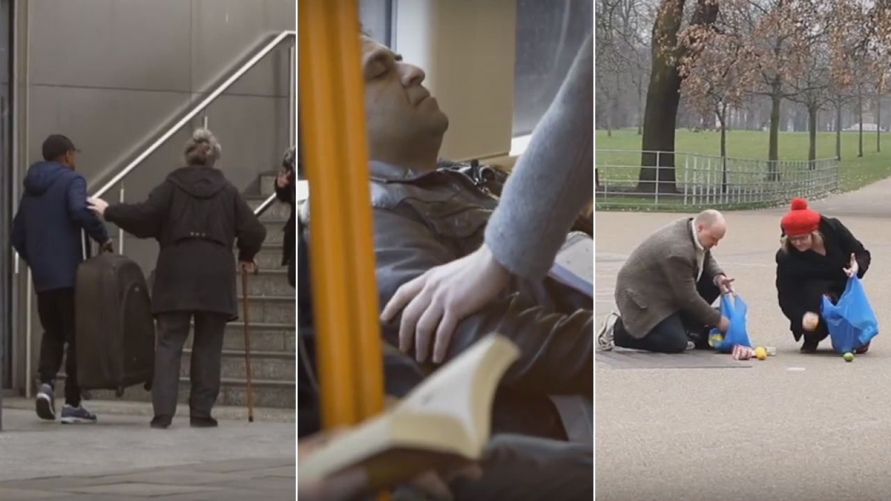 Eksperyment społeczny pokazał prawdę o mieszkańcach Londynu (fot. YouTube) Eksperyment społeczny pokazał prawdę o mieszkańcach Londynu (fot. YouTube)
