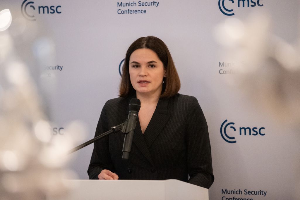 Святлана Ціханоўская на мерапрыемстве GLOBSEC. (Фота: Офіс Ціханоўскай)