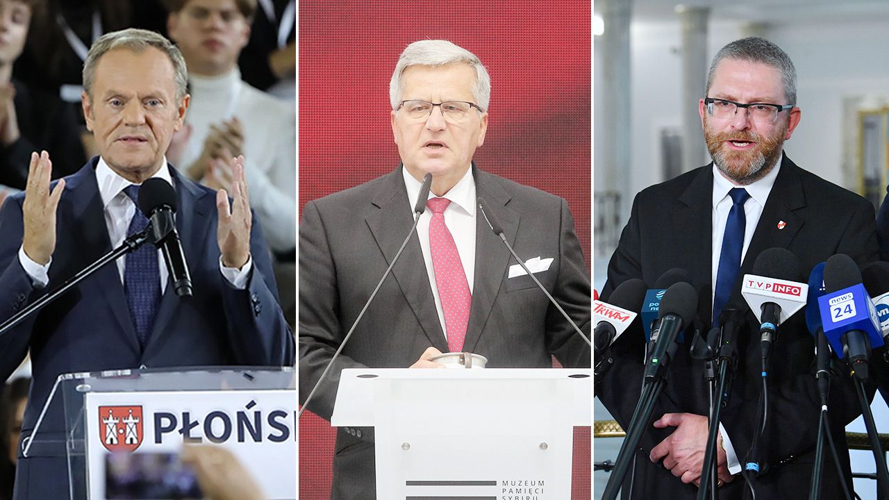 Donald Tusk, Bronisław Komorowski, Grzegorz Braun (fot. PAP/Wojciech Olkuśnik, Artur Reszko, Radek Pietruszka) Donald Tusk, Bronisław Komorowski, Grzegorz Braun (fot. PAP/Wojciech Olkuśnik, Artur Reszko, Radek Pietruszka)
