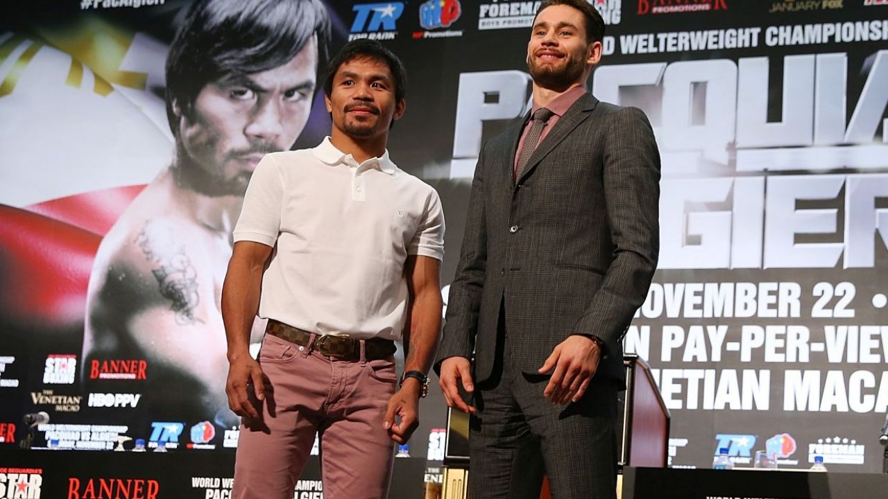 Manny Pacquiao (L) i Chris Algieri (fot. Getty Images)