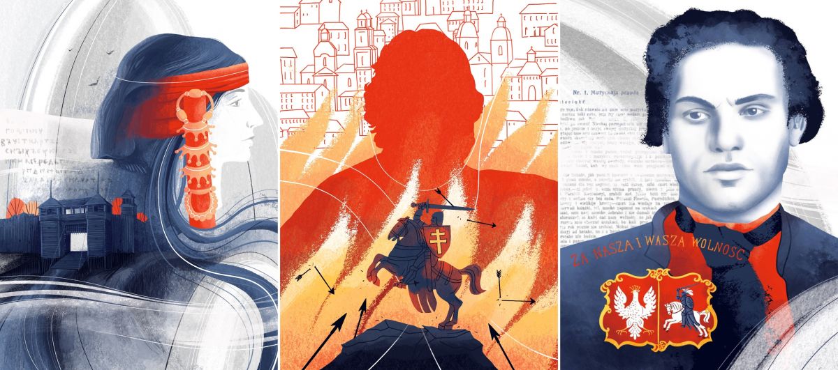 Калаж з малюнкаў да артыкулаў гістарычнага «Гістарычнага парталу»