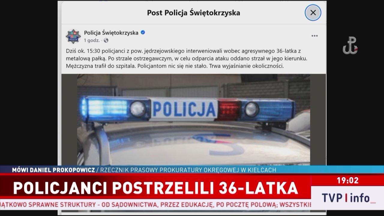 Świętokrzyskie: Mężczyzna uzbrojony w metalową pałkę zaatakował policjantów