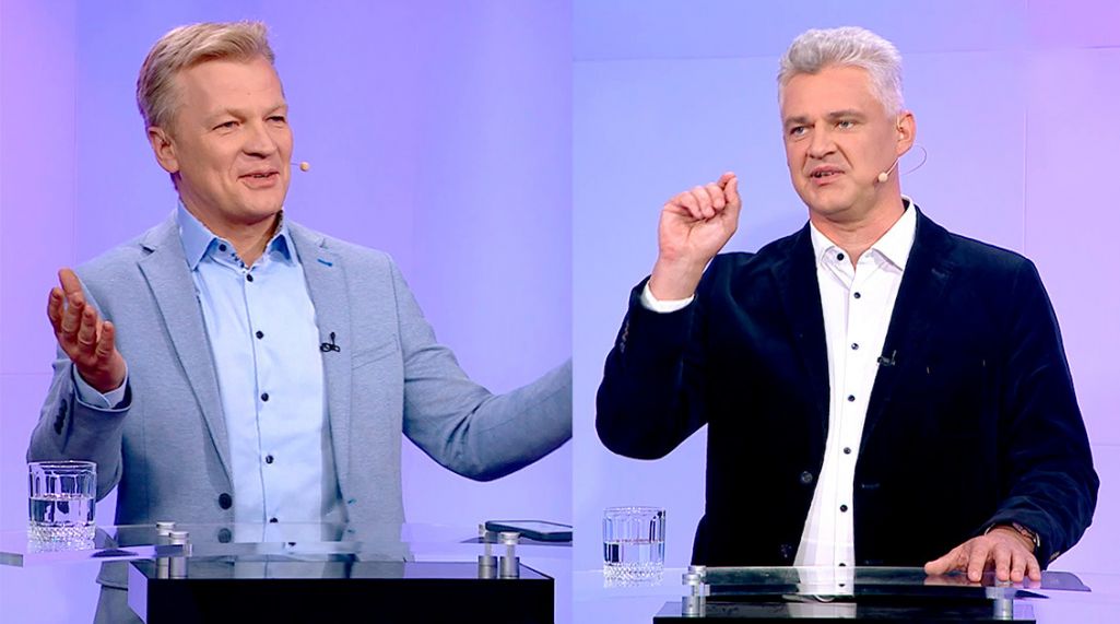 Віталь Рымашэўскі і Юрый Губарэвіч ў праграме «Двубой» з Віталём Цыганковым. Крыніца: Белсат