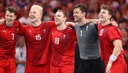 Reprezentacja Danii w piłce ręcznej w meczu ze Słowenią (fot.Getty Images)