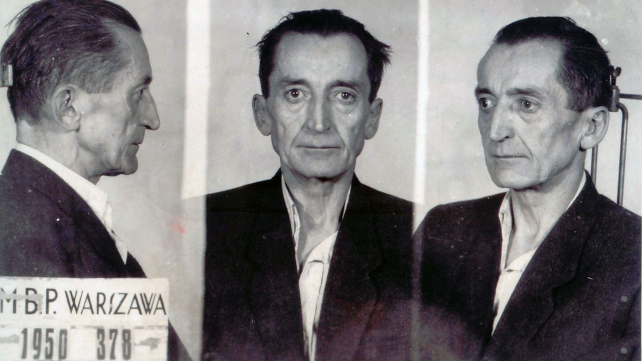Gen. August Emil Fieldorf  po aresztowaniu w 1950 roku (fot. Wikimedia Commons/Ministerstwo Bezpieczeństwa Publicznego