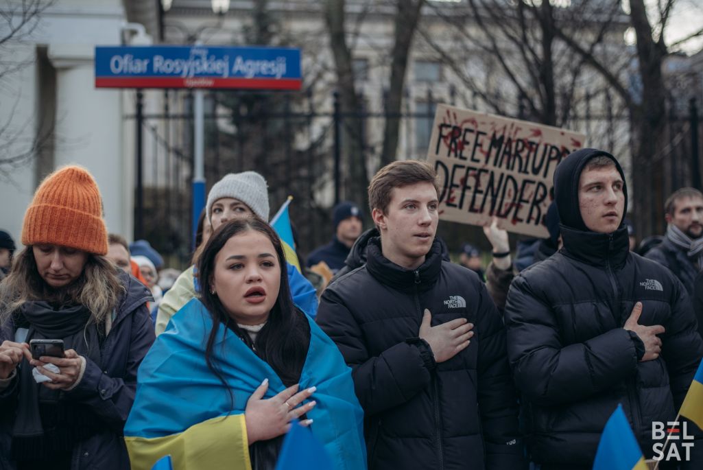 Антываенная дэманстрацыя Варшава (Фота: Міра Ляселішская / Белсат)