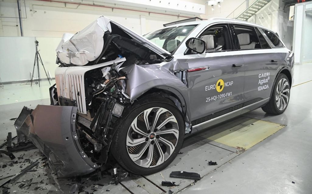 Краш-тэст кітайскага аўтамабіля «Hongqi E-HS9». Фото: Euro NCAP