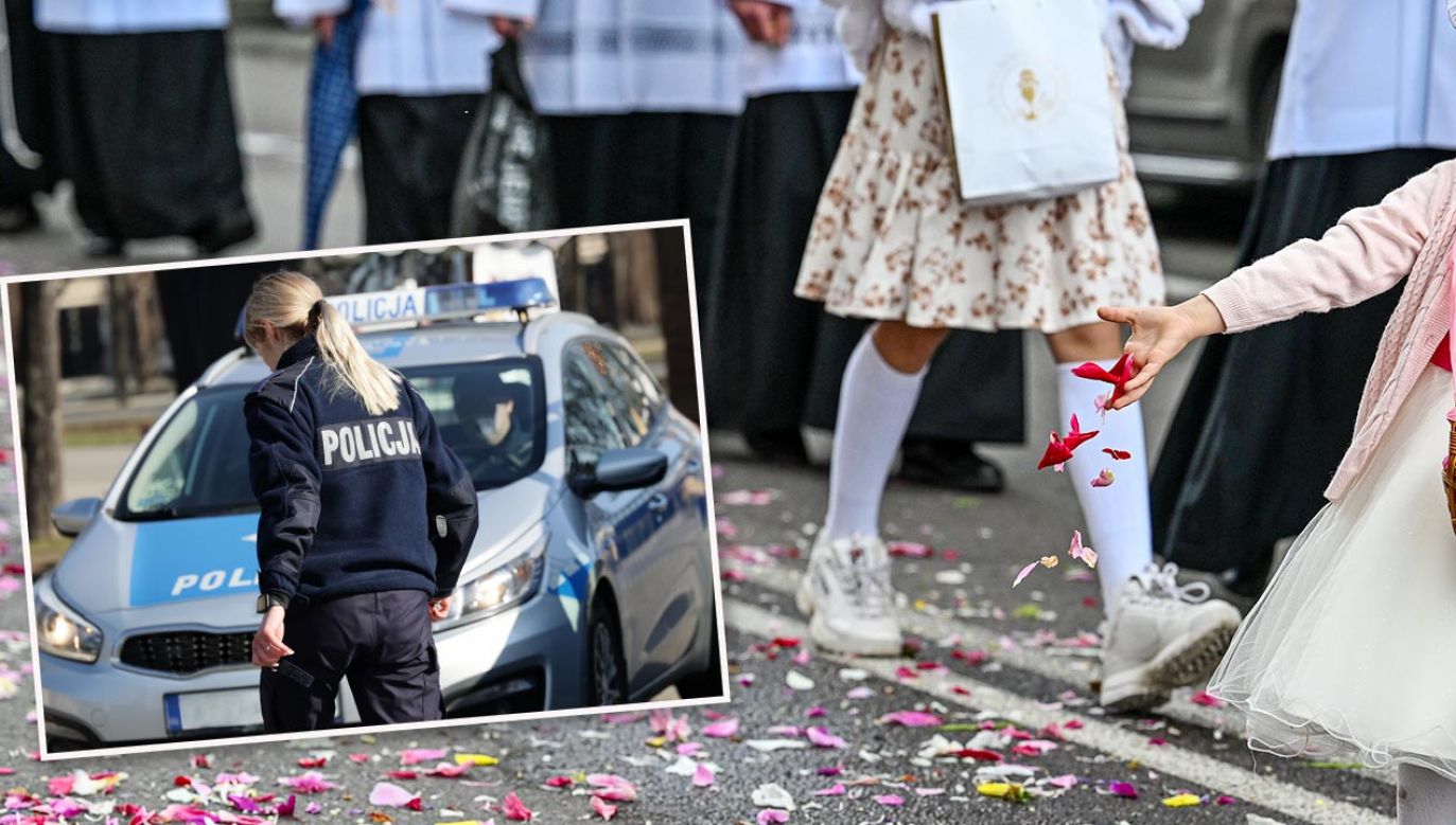 Policja została powiadomiona o zajściu podczas procesji (fot. PAP/Darek Delmanowicz; Shutterstock; zdjęcie ilustracyjne)