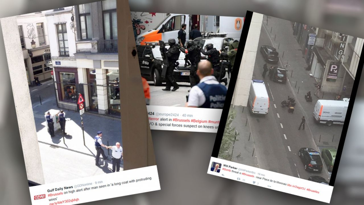 W centrum Brukseli trwa akcja antyterrorystyczna (fot.twitter.com) W centrum Brukseli trwa akcja antyterrorystyczna (fot.twitter.com)
