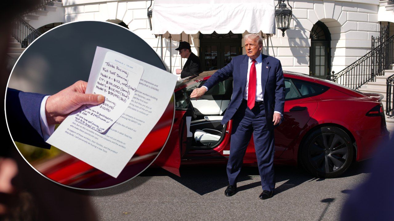 USA: Donald Trump kupił Teslę [WIDEO]. Prezydent USA ma zakaz prowadzenia pojazdów. Dlaczego? Donald Trump wspiera Elona Muska | TVP INFO