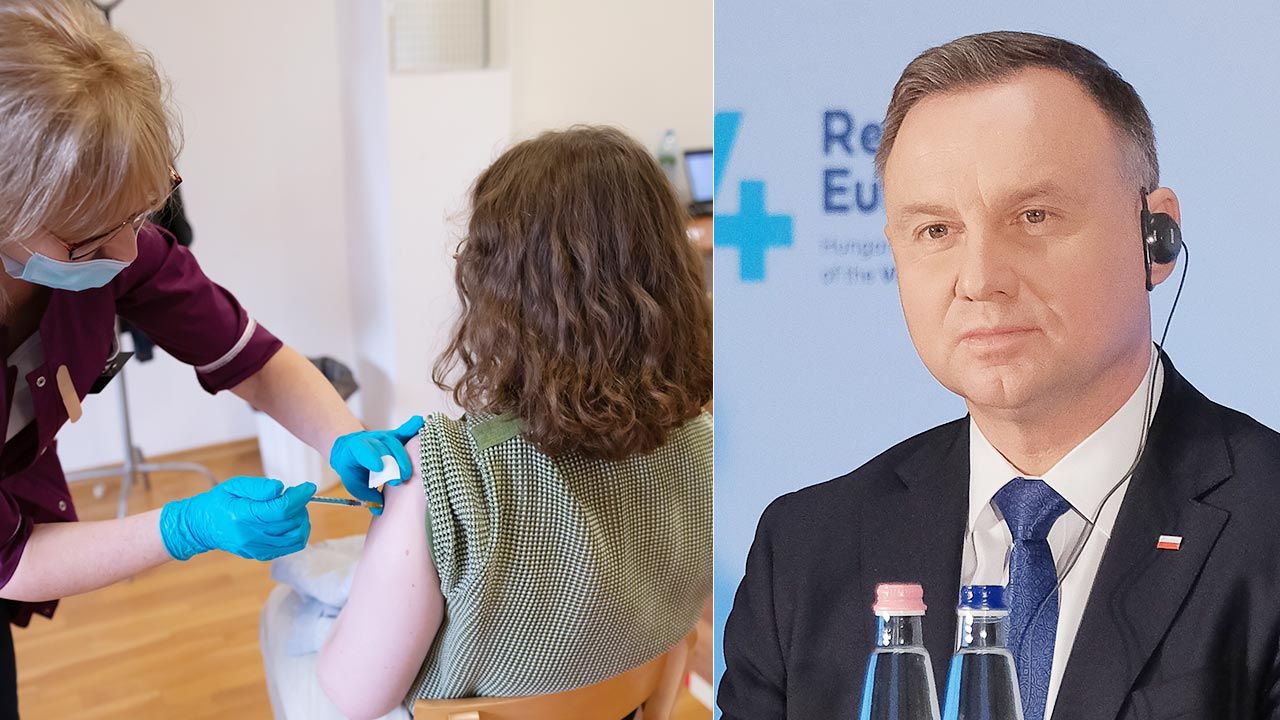 Andrzej Duda zaznaczył, że warto  ze szczepienia skorzystać (fot.  PAP/Jakub Kaczmarczyk/Mateusz Marek)
