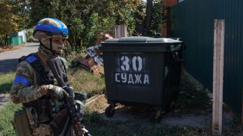Ukrainian soldiers in Sudzha, Kursk region, Russian Federation. August 30, 2024. Photo by Oleg Palchyk / Global Images Ukraine via Getty Images
