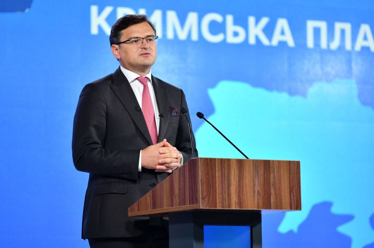 Міністр замежных спраў Украіны Дмытро Кулэба на прэс-канферэнцыі. 5 ліпеня 2021 года. (Фота: mfa.gov.ua)