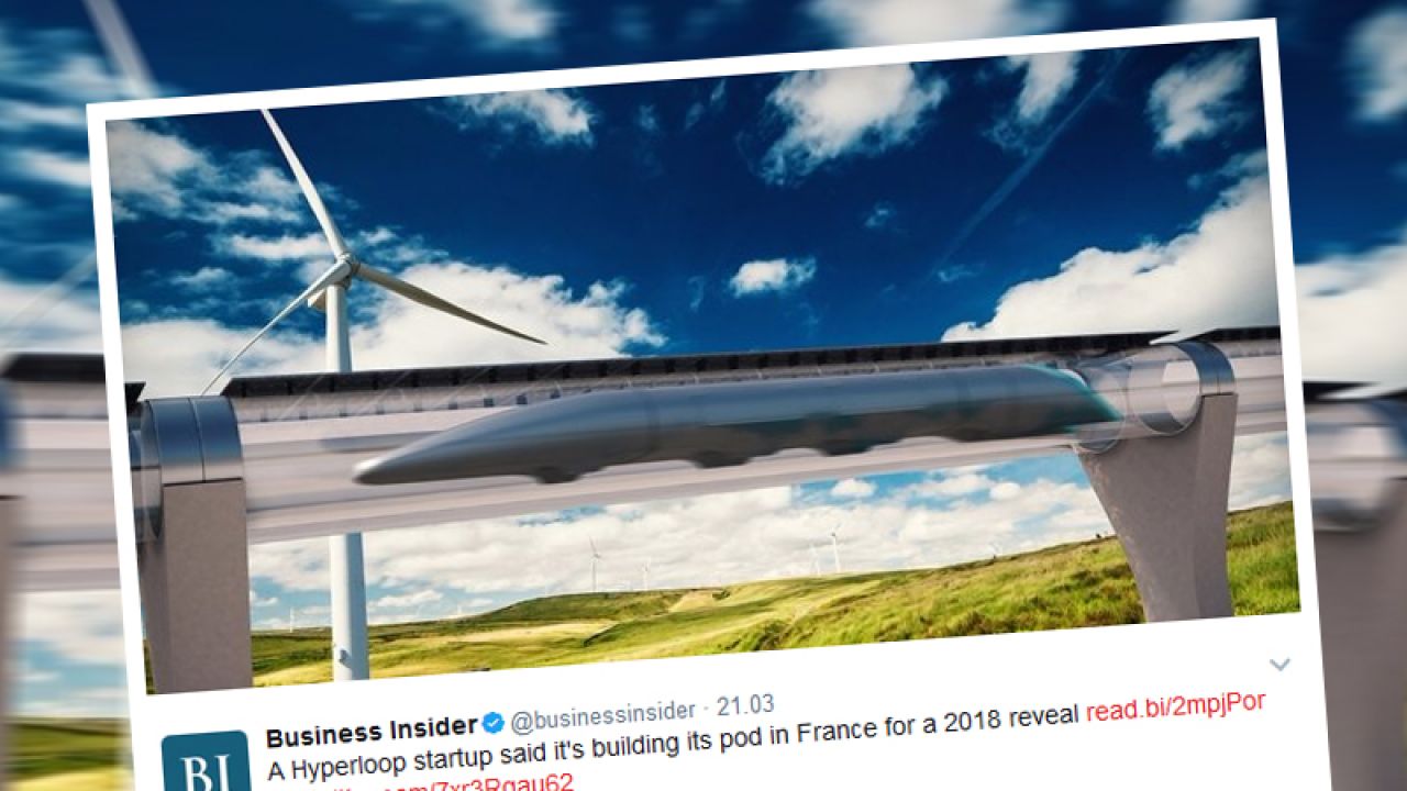 Hyperloop ma poruszać się w tubie (fot. twitter.com/businessinsider)