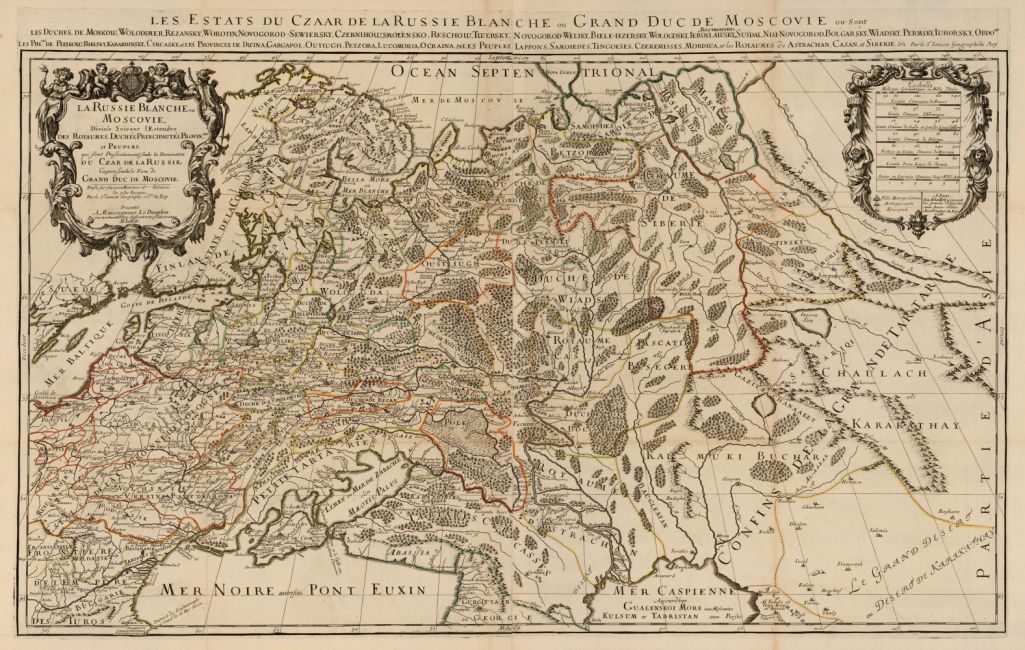 «La Russie Blanche ou Moscovie» (Белая Русь, ці Масковія), мапа 1674 года, якую паказалі Уладзіміру Пуціну. Скан: Digar.ee