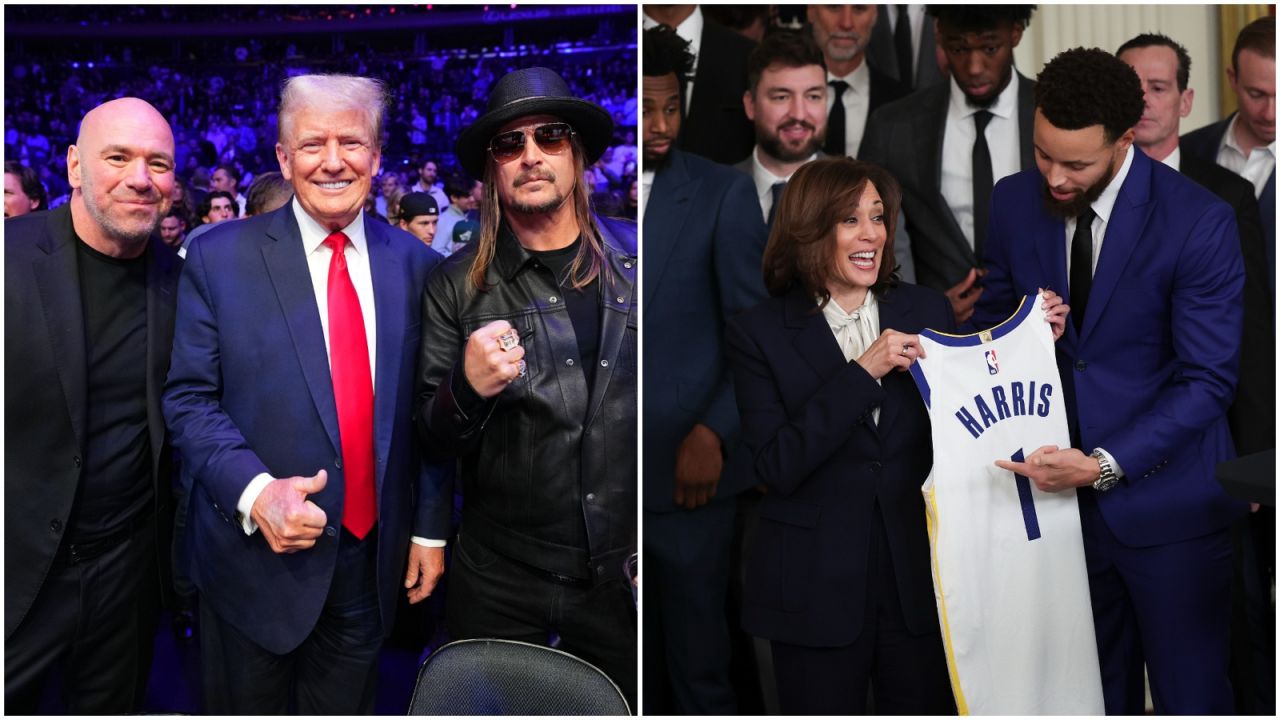 Dana White (z lewej) i Stephen Curry (z prawej) to tylko niektóre nazwiska z długiej listy wspierających kandydatów na prezydenta (fot. Getty)