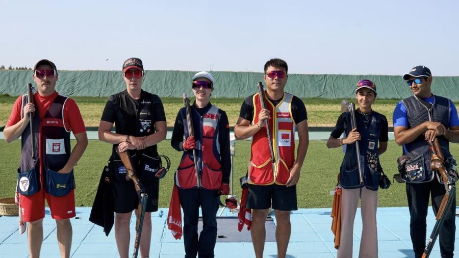 Podium PŚ w strzelectwie (fot. źródło: fb.com/ISSF.Shooting)