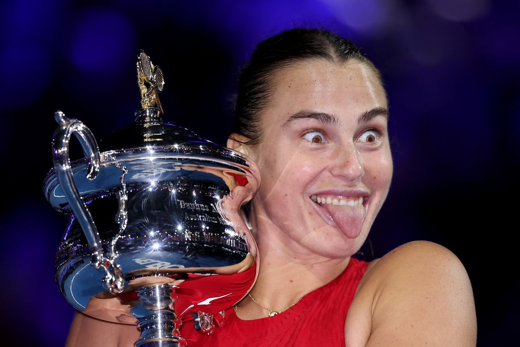 Арына Сабаленка пасля перамогі на «Australian Open». Мельбурн, Аўстралія. 27 студзеня 2024 года. (Фота: WTA / X.com)